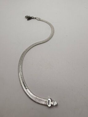 Napier Silver Tone Herringbone Bracelet 7.5” Lobster Clasp